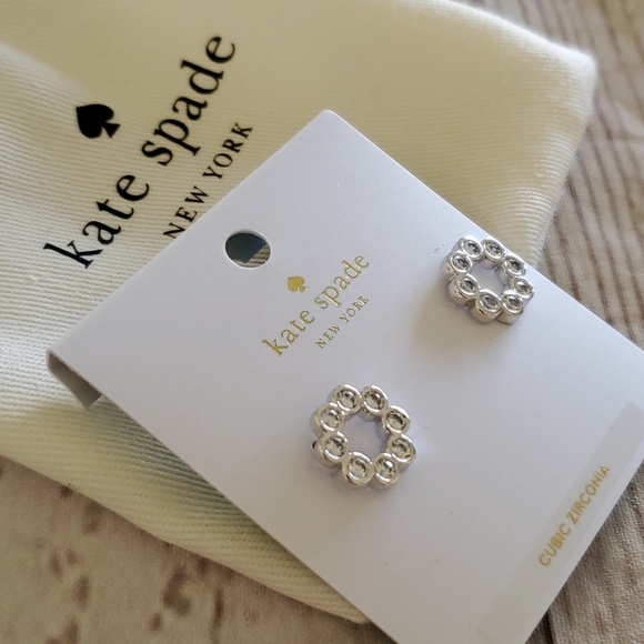 kate spade Jewelry - ♠️Kate Spade Clear/Slvr Full Circle Earrings ♠️